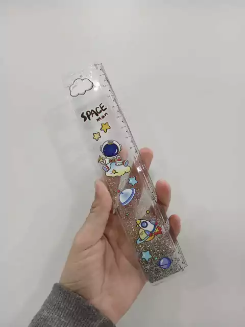 Regla del espacio-20cm-gliter plateado