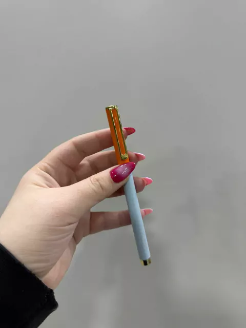 lapiceras colorfull con estuche fw-naranja y celeste