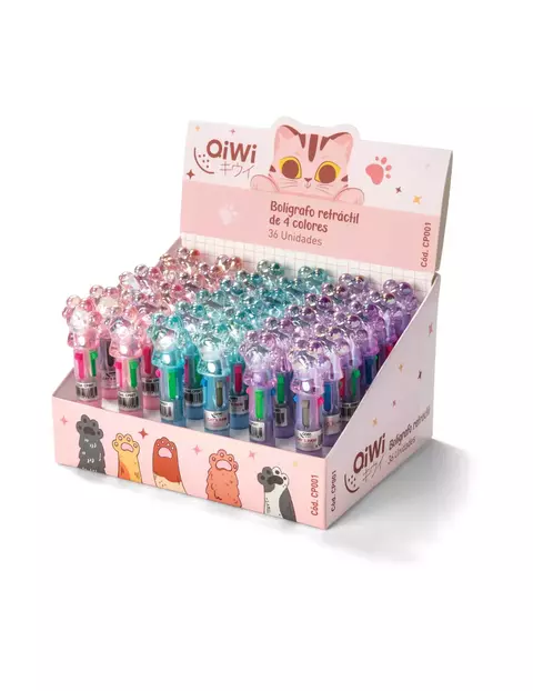 BOLÍGRAFO HUELLITAS RETRÁCTIL DE 4 COLORES - QIWI