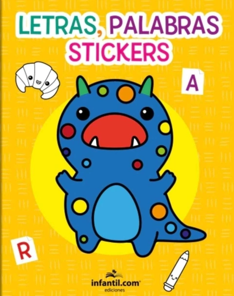 Libro para colorear- Letras stikers y palabras- violeta - (copia)