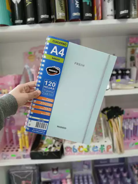 Cuaderno fresh A4-rideo-hojas rayadas-celeste pastel