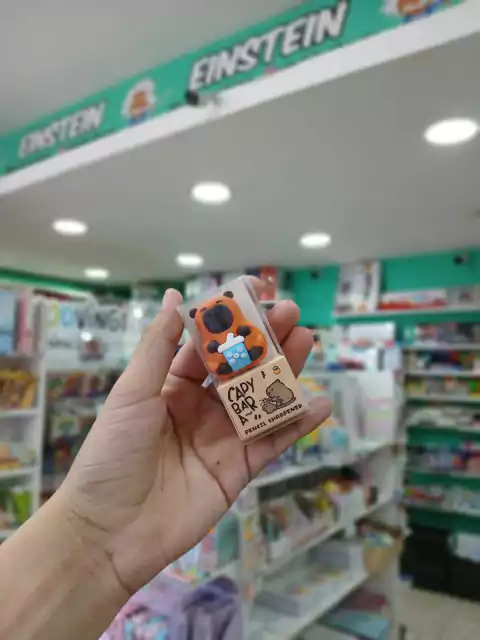 sacapuntas y goma de lapicera borrable-capybara