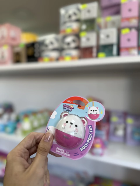 Sacapuntas giratorio Deli - Oso blanco y rosa - comprar online