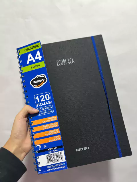 Cuaderno A4 Rayado - Rideo Negro