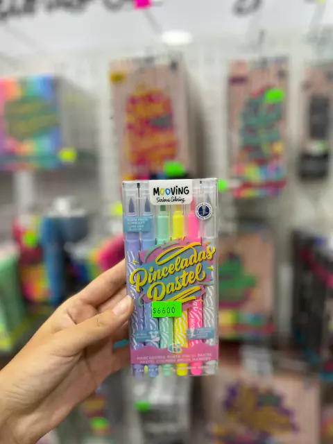 Marcadores Punta Pincel Pastel X6 - Mooving