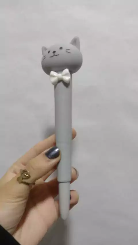 Lapicera Azul Squishi-Gatito gris con moño negro - (copia)