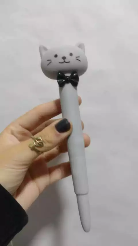 Lapicera Azul Squishi-Gatito rosa con moño verde - (copia)