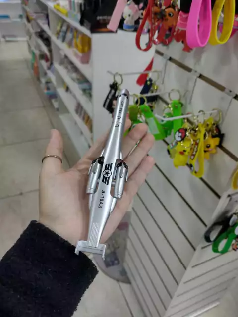 Lapicera Azul De Avion-Plateada