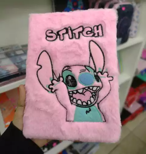 Cuaderno A5 Tapa Dura Stitch Peludito- Rosa