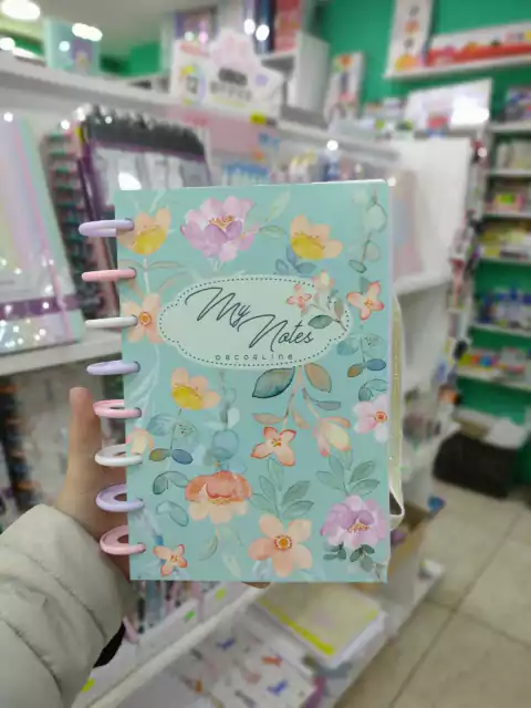 Cuaderno con Sistema de Discos A5 flores verde agua -Decorline