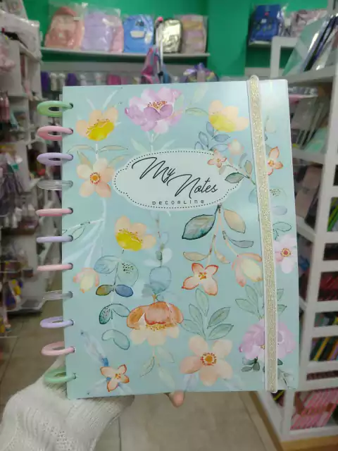 Cuaderno A4 Con sistema de discos - Flores Celestes -Decorline