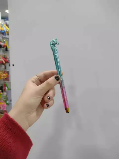 Lapicera azul y Tactil- Unicornio-Celeste