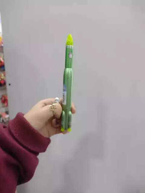 Lapicera azul Cohete con Luz- verde