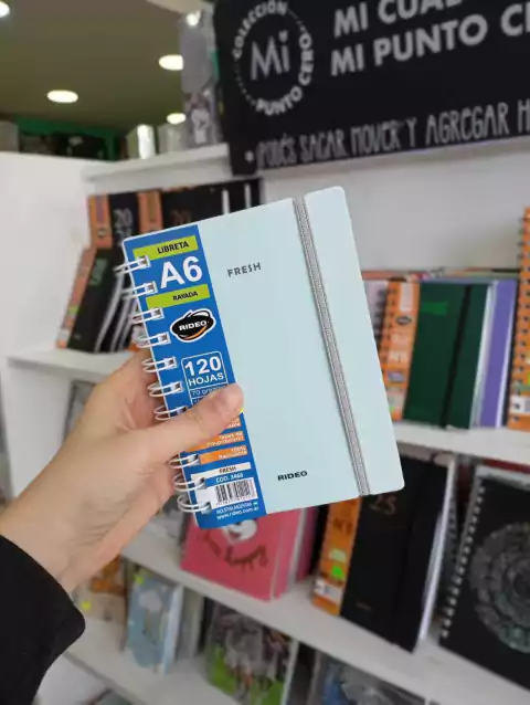Cuaderno A6 Rayado Fresh - Rideo - Celeste
