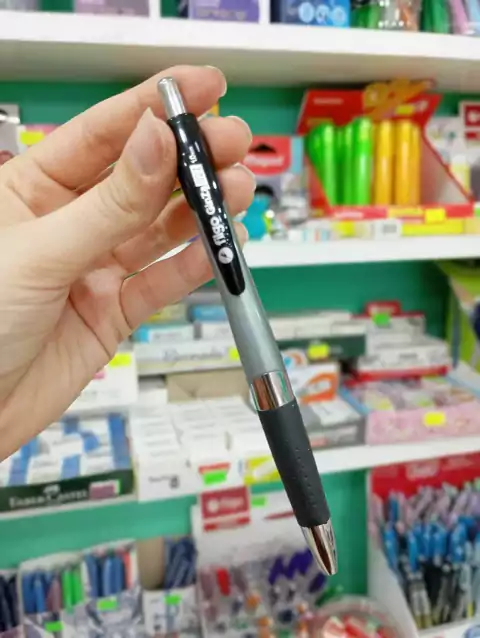 Lapicera Filgo Retráctil Negra cuerpo gris