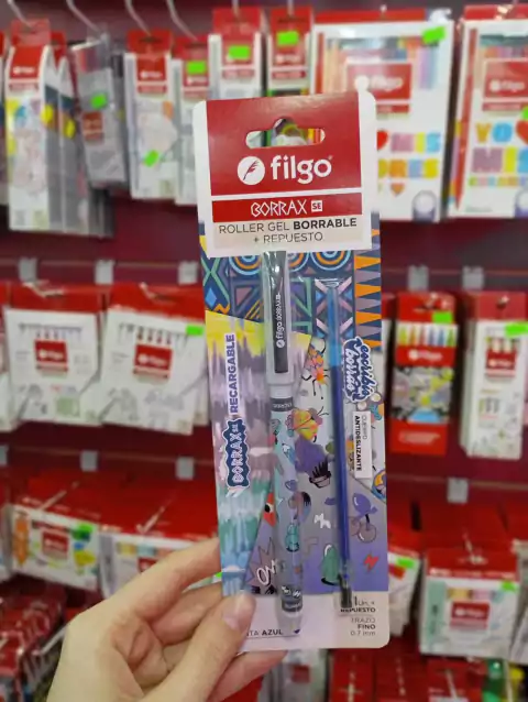 Roller Gel Borrables mas Repuesto cuerpo gris- Filgo