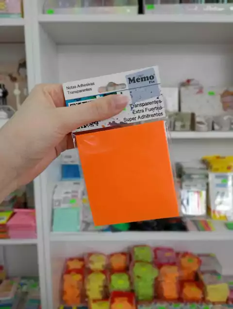 Notas Adhesivas Transparentes (Naranja Fluo) - Memo Fix 80x90
