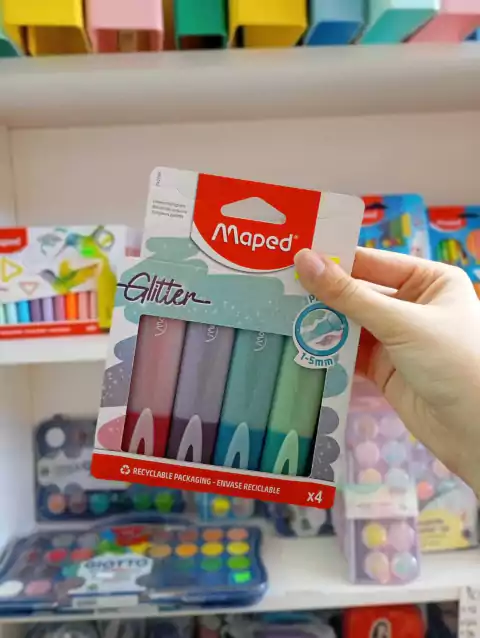 Resaltadores con Glitter Pastel - Maped X4