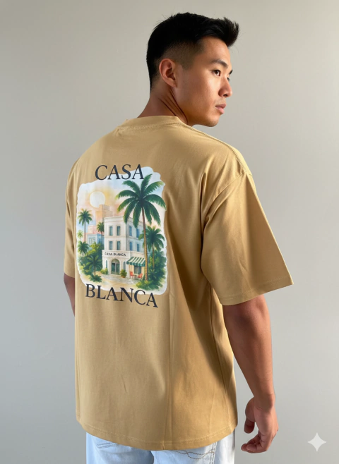 Camiseta Casa B. Oversized Algodão Premium - Caqui Escuro