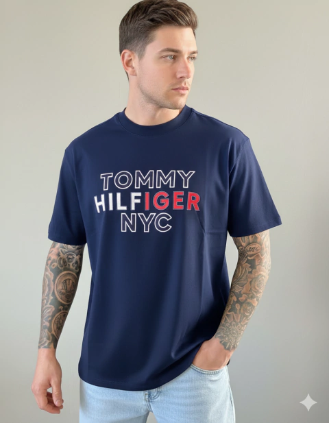 Camiseta Tommy H. NYC Bordado - Azul Marinho - comprar online
