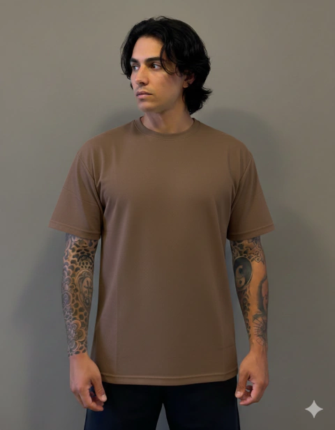 Camiseta Z.A.R.A Algodão Piquet - Marrom Claro - comprar online