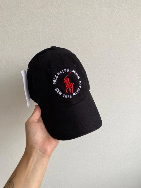 Boné Polo R.Lauren Círculo - Preto / Vermelho