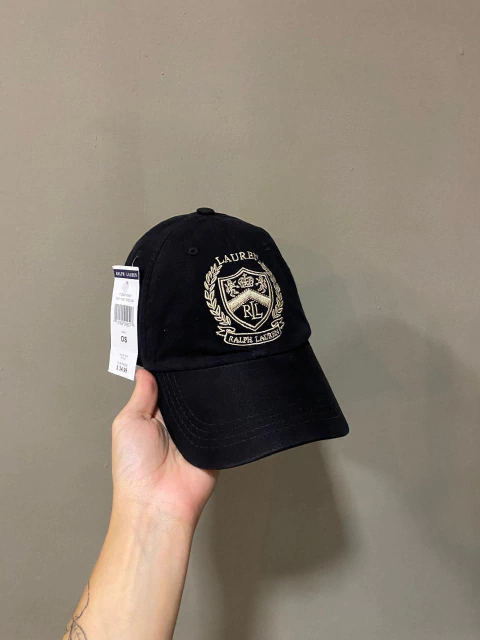 Boné Polo R.L. Brasão Premium - Preto/Silver