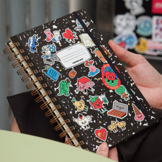 Cuaderno A5 anillado Liso Stickers