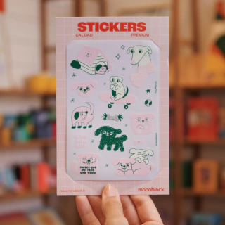Plancha de Stickers transparentes Perritos