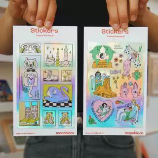 Plancha de stickers holográficos Pepita Sandwich