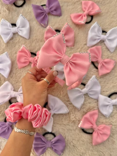 Vincha moño scrunchies rosa bebé - tienda online