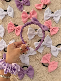 Vincha moño scrunchies purpura en internet