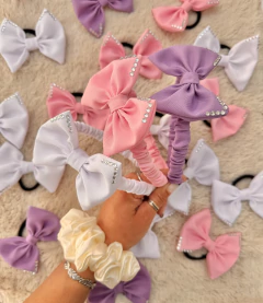 Vincha moño scrunchies rosa bebé - comprar online