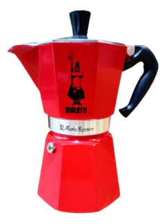 Cafetera Italiana Bialetti Moka Express Roja 6 Taza Aluminio