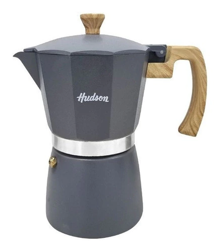 Cafetera Aluminio Hudson Gris Estilo Italiana 9 Tazas Cafe