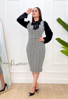 Jardineira Clara em tweed - salopete fake manga longa - comprar online
