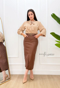 Camisa com gola laço estampa poá - Maria Moda Modesta - comprar online