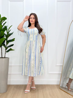 Vestido floral em viscose Ana - Maria Modesta