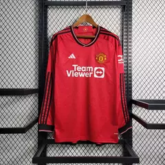 Camisa Manchester United Manga Longa Home 23/24 - Torcedor Adidas Masculino - Vermelho