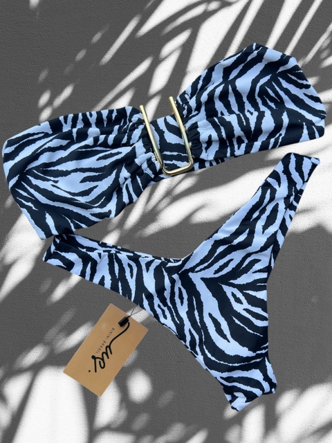 Bikini TQC com Calcinha Asa Delta Zebra Preto/Off - comprar online