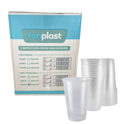Copo Descartável 200ml Transparente Fonplast Pacote ou Caixa