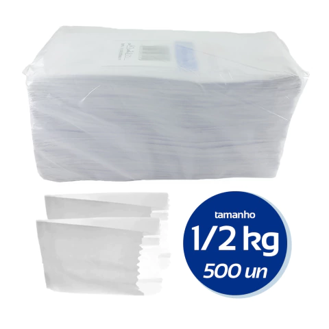 Saco de Papel Branco Saquinho Mono meio kg com 500 unidades