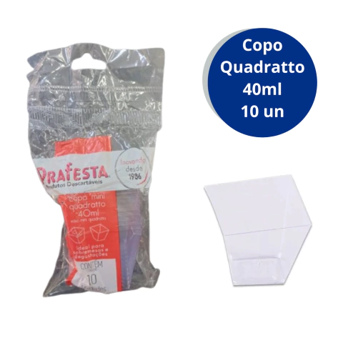 Copo Quadratto 40ml para Docinhos com 10 un