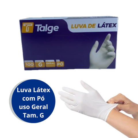 Luva de Látex Branca com Pó G 100 unidades