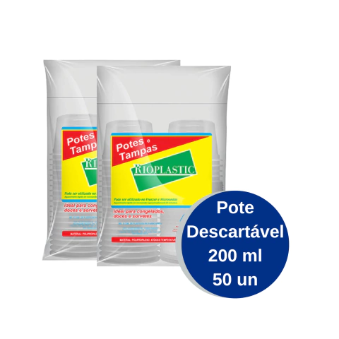 48 Potes Redondo com Tampa 200ml Bolo no Pote