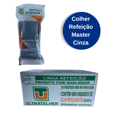 Colher Refeição Master Cinza com 1000 un