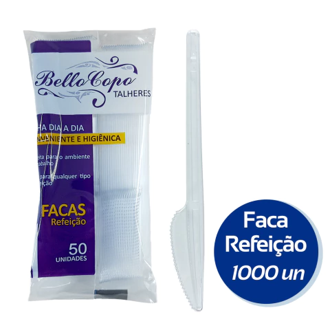 Faca Descartável Cristal Caixa com 1000 unidades