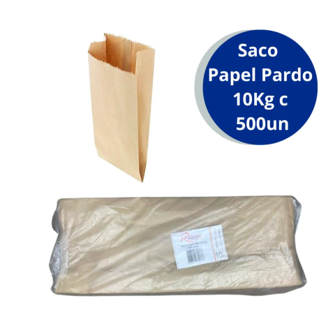 Saco Papel Pardo 10Kg com 500 unidades Padaria