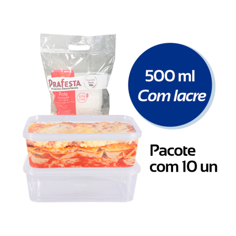 Pote Descartável com Tampa e Lacre 500 ml