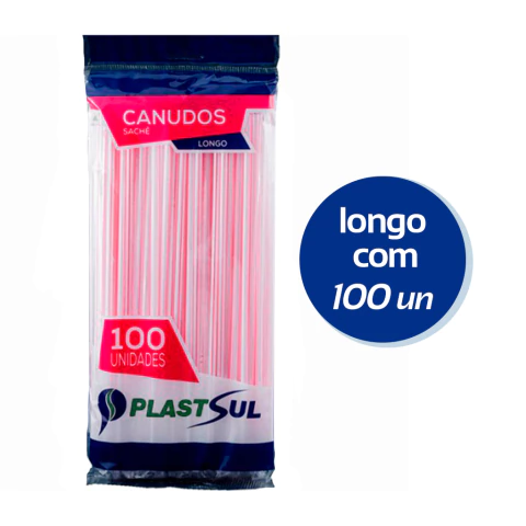 Canudo Longo Sachê com 100 unidades